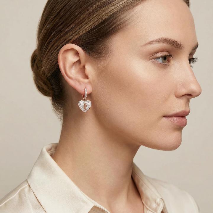 Women's Iced Broken Heart Dangle Earrings Women's Iced Broken Heart Dangle Earrings