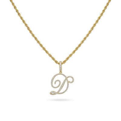 Women's Cursive Style A to Z Initial Letters Pendant in Gold