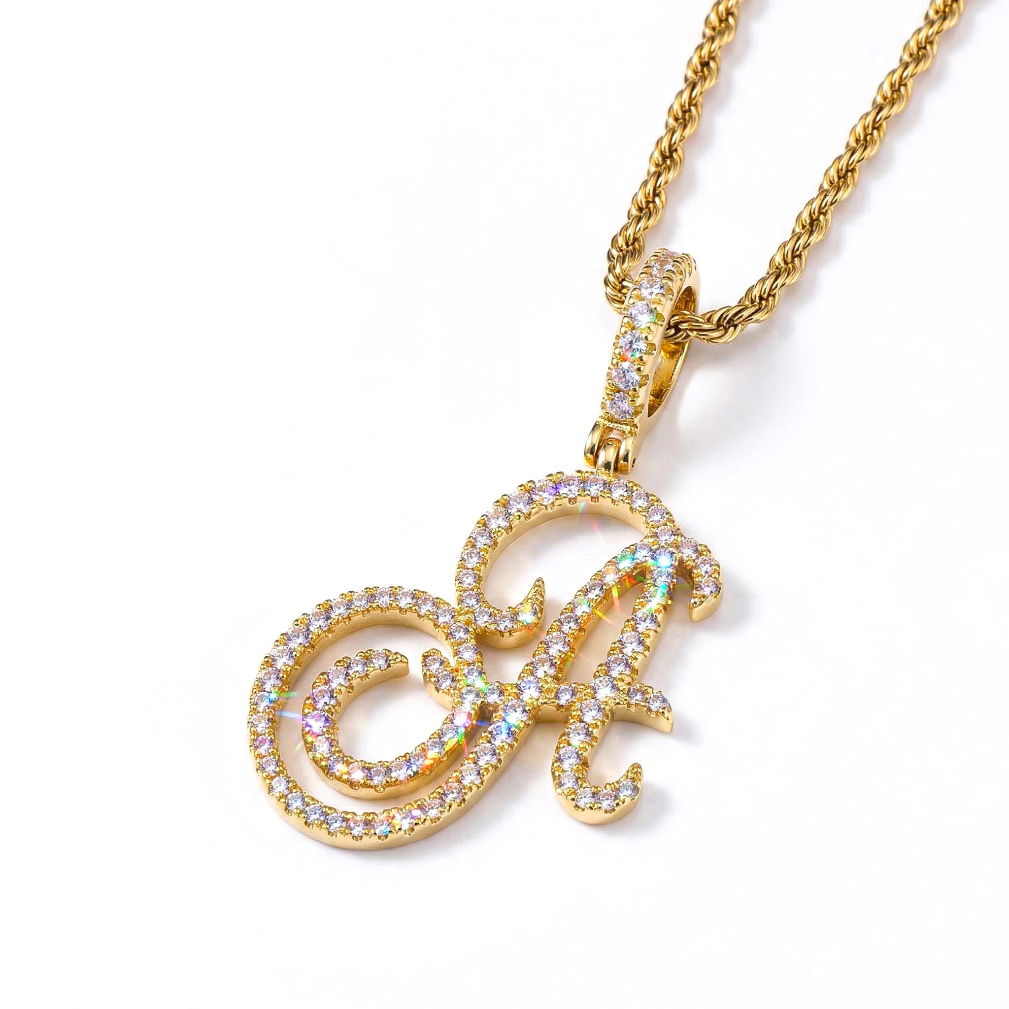 Women's Cursive Style A to Z Initial Letters Pendant in Gold