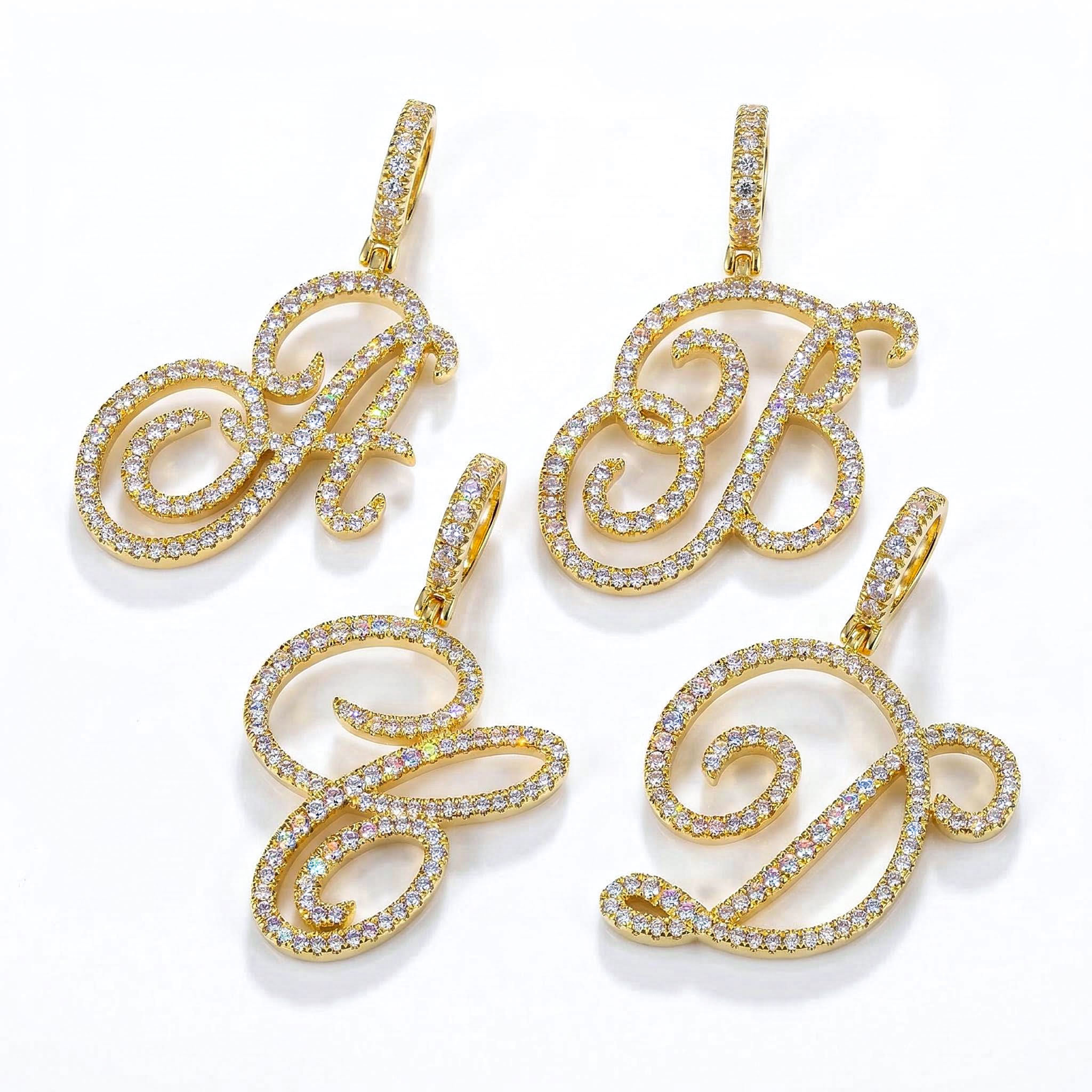 Women's Cursive Style A to Z Initial Letters Pendant in Gold