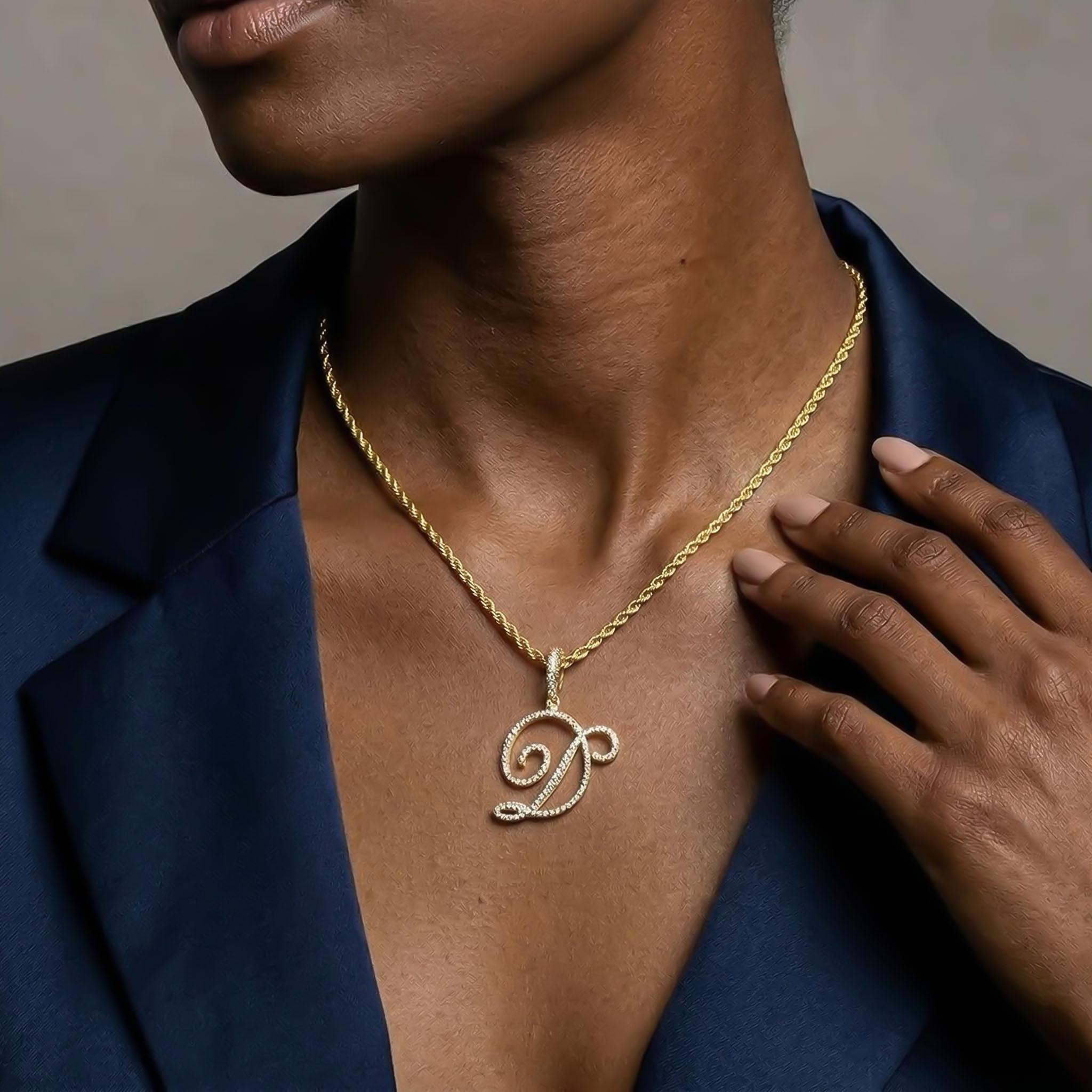 Women's Cursive Style A to Z Initial Letters Pendant in Gold