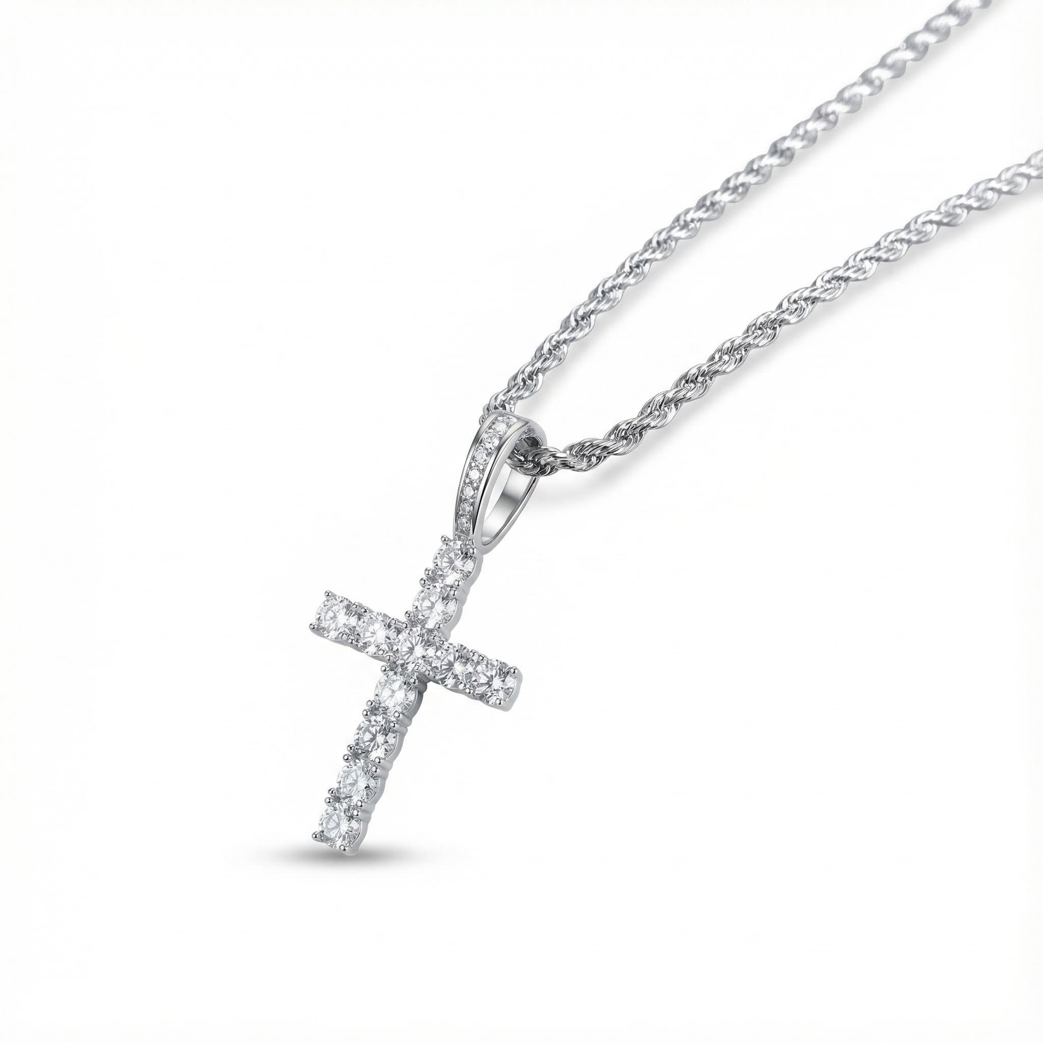 Women's Brilliant Cut Cross Pendant in White Gold