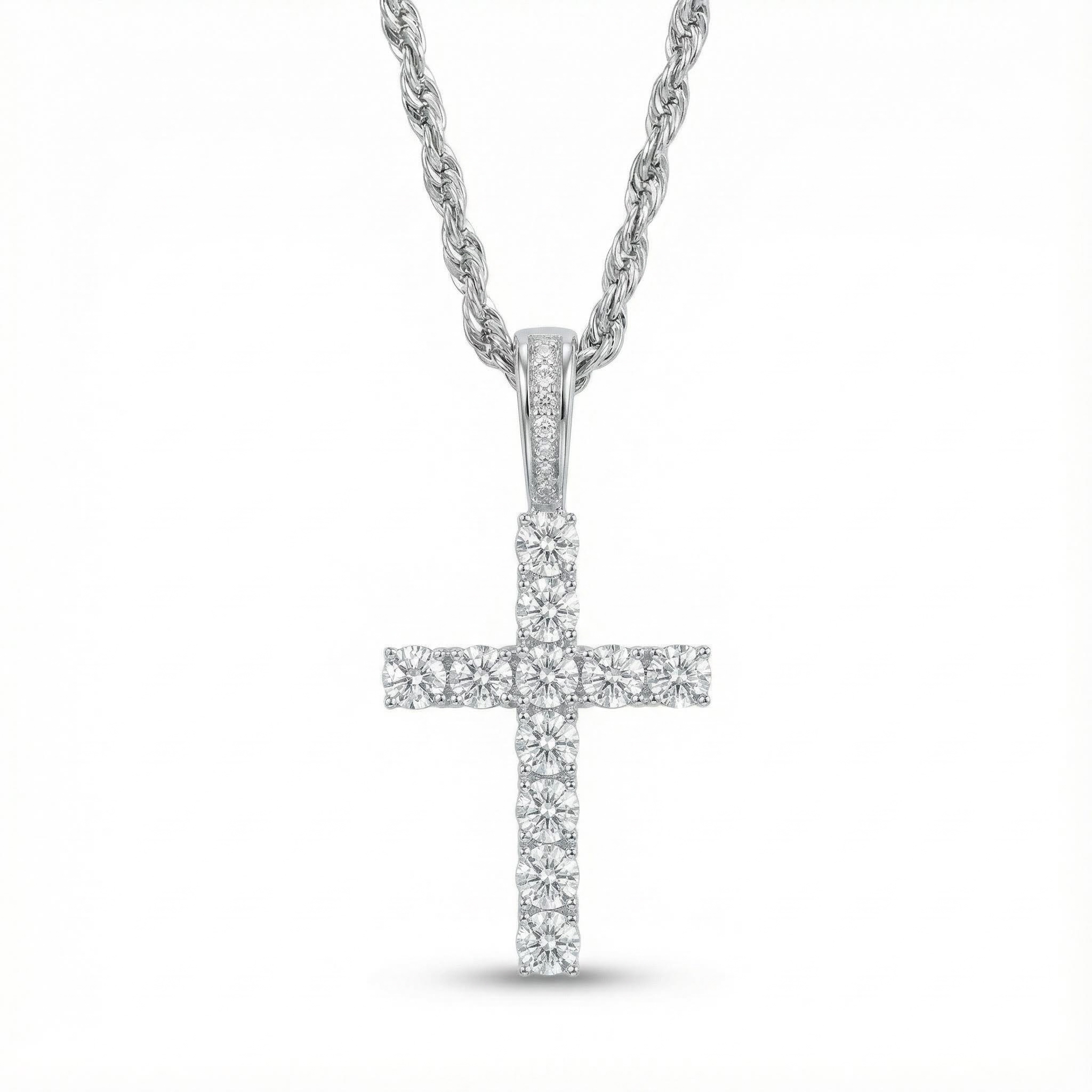 Women's Brilliant Cut Cross Pendant in White Gold