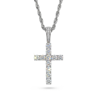 Women's Brilliant Cut Cross Pendant in White Gold