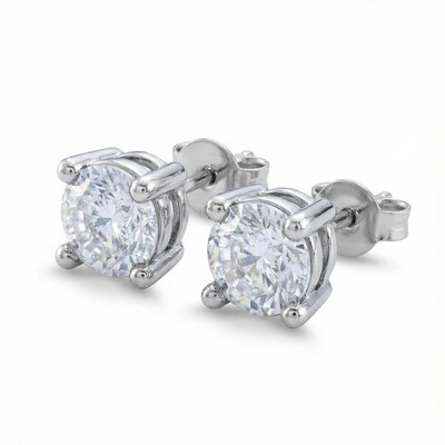 Women's Classic Stud Earrings in White Gold