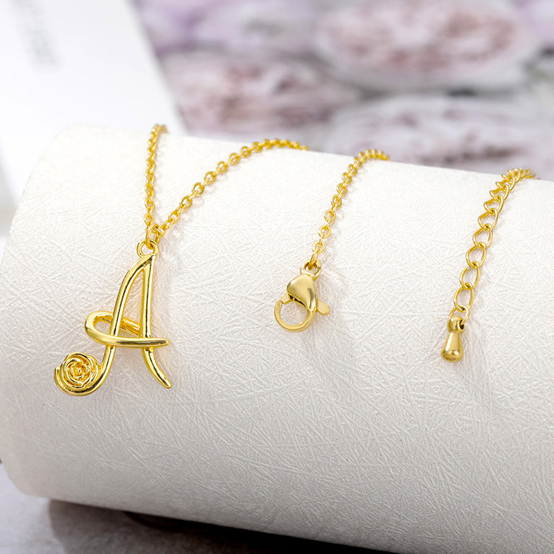 Rose A-Z Initial Letters Pendant in Gold