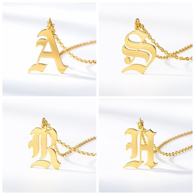 26 Initial Old English Letters Pendant in Gold