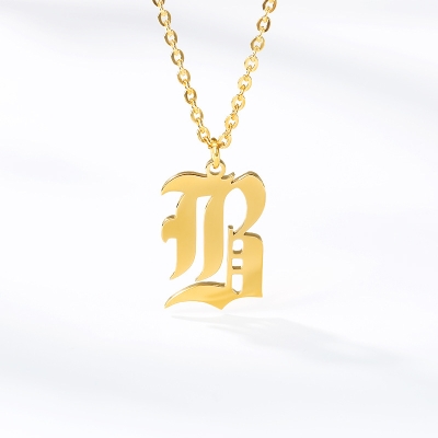 26 Initial Old English Letters Pendant in Gold