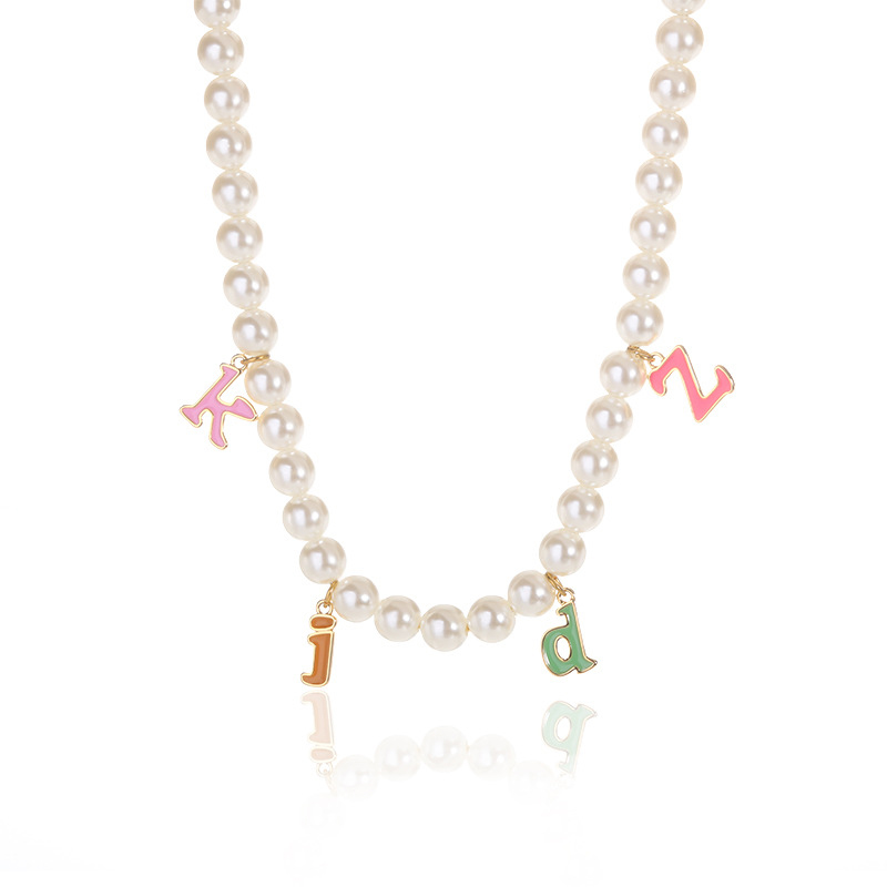 Custom Colorful Letters Pearl Necklace