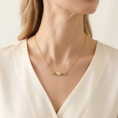 Iced Heart "mom" Letter Necklace