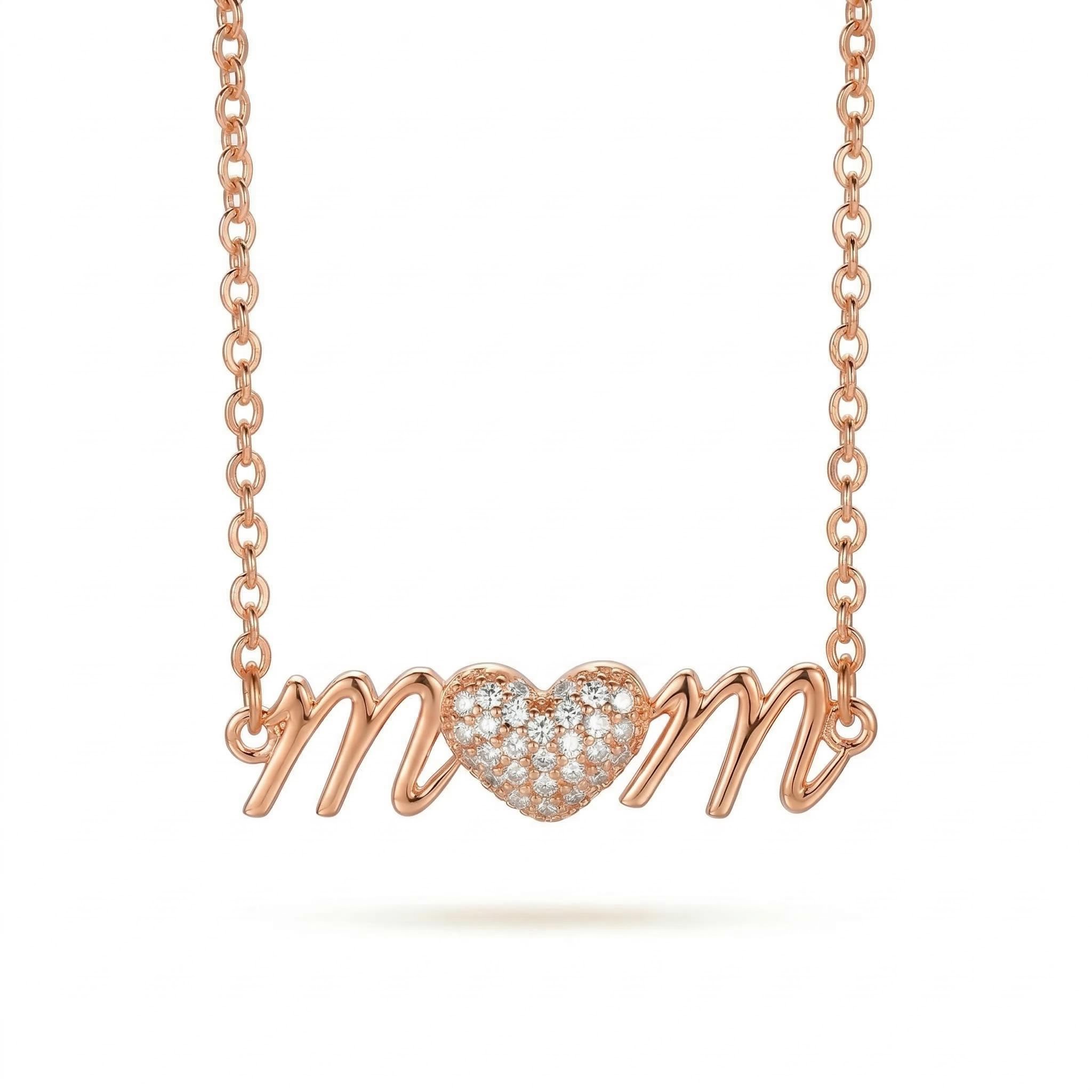 Iced Heart "mom" Letter Necklace Iced Heart "mom" Letter Necklace