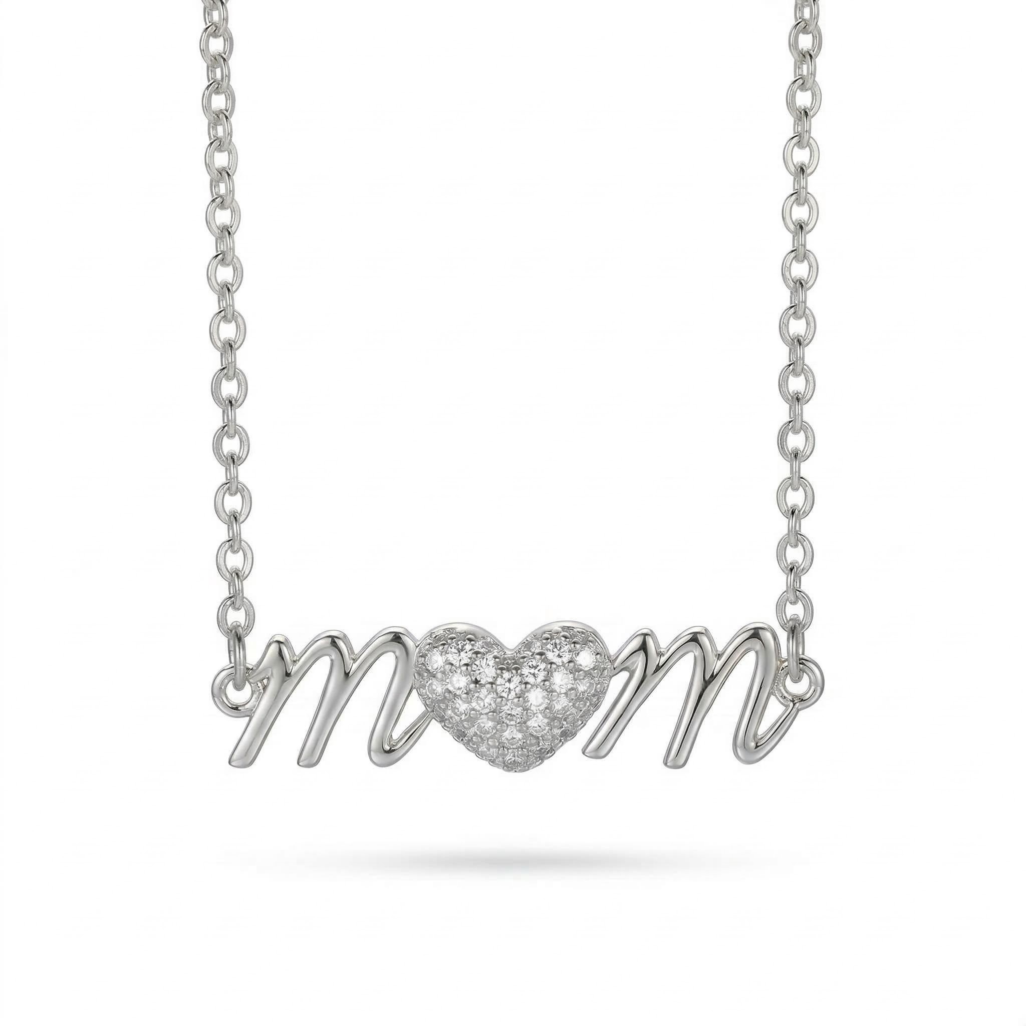 Iced Heart "mom" Letter Necklace Iced Heart "mom" Letter Necklace