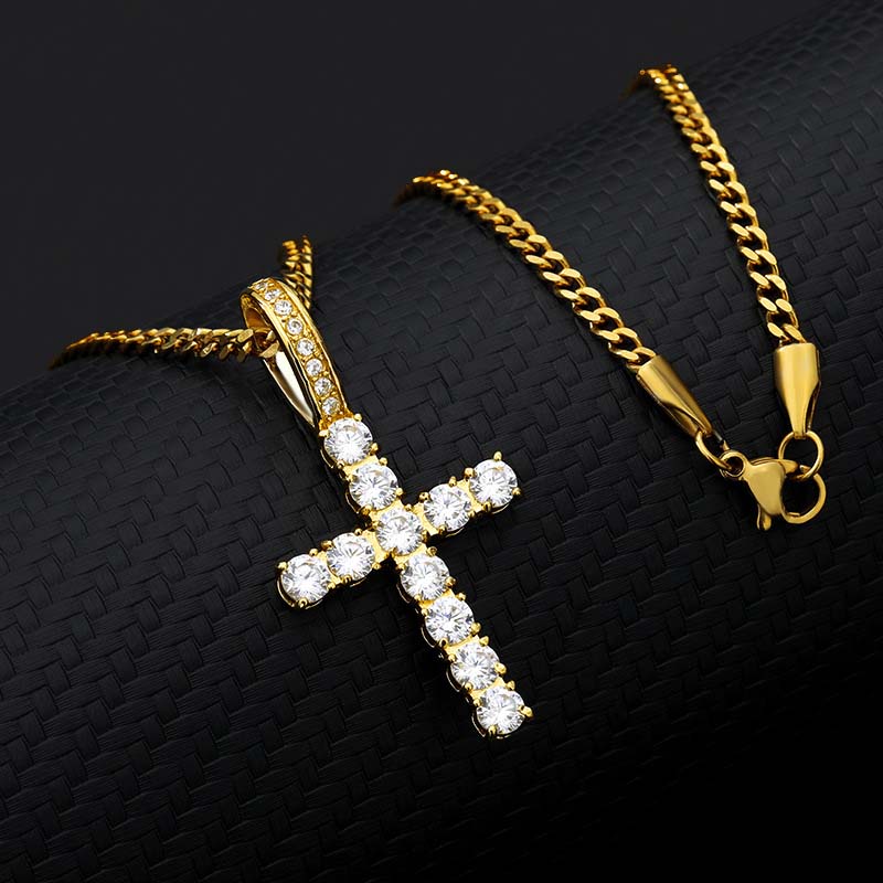 Iced Round Cut Cross Necklace