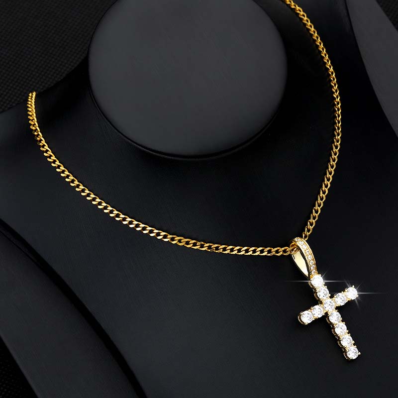 Iced Round Cut Cross Necklace