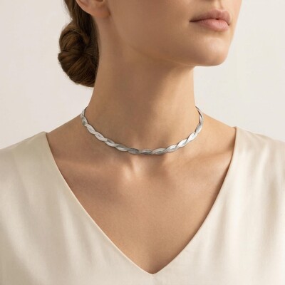 Hip Hop Style Simple Woven Winding Snake Bone Choker Necklace