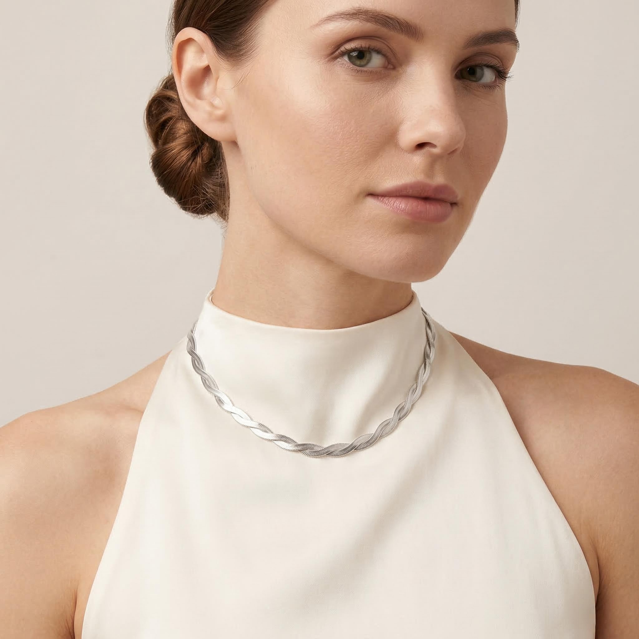 Hip Hop Style Simple Woven Winding Snake Bone Choker Necklace