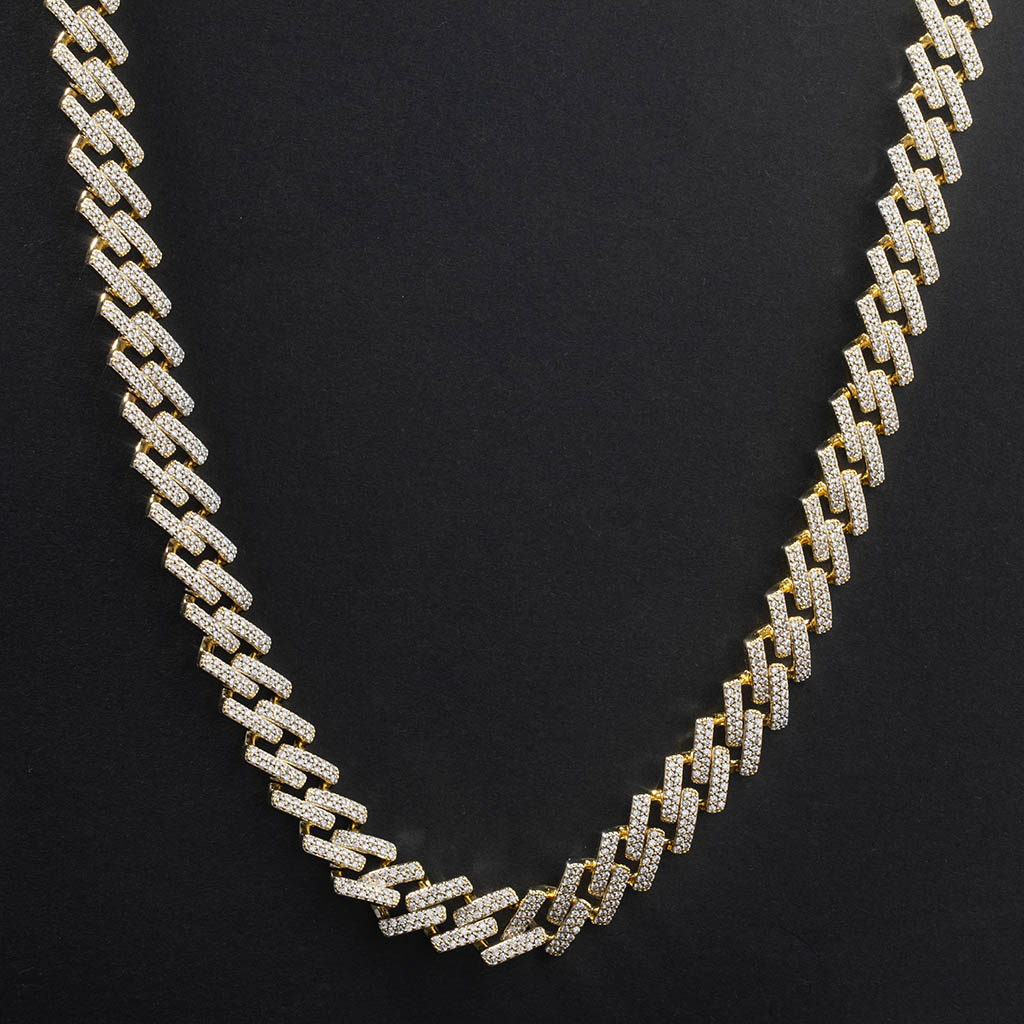  Women's Iced 14mm Miami Cuban Chain with Box Clasp in Gold