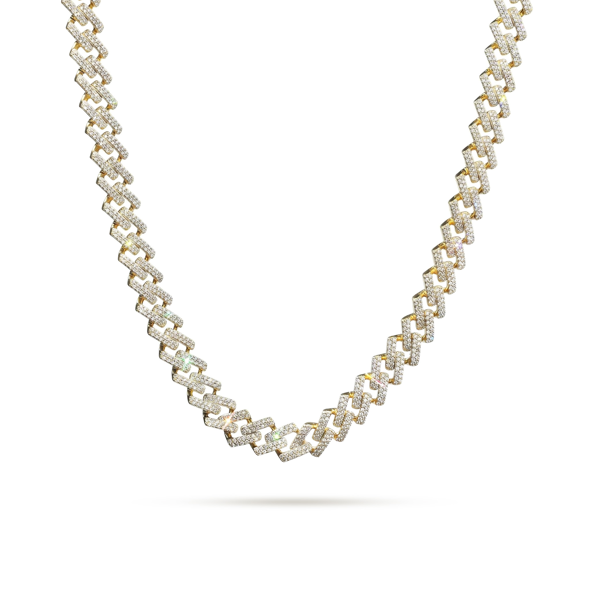  Women's Iced 14mm Miami Cuban Chain with Box Clasp in Gold