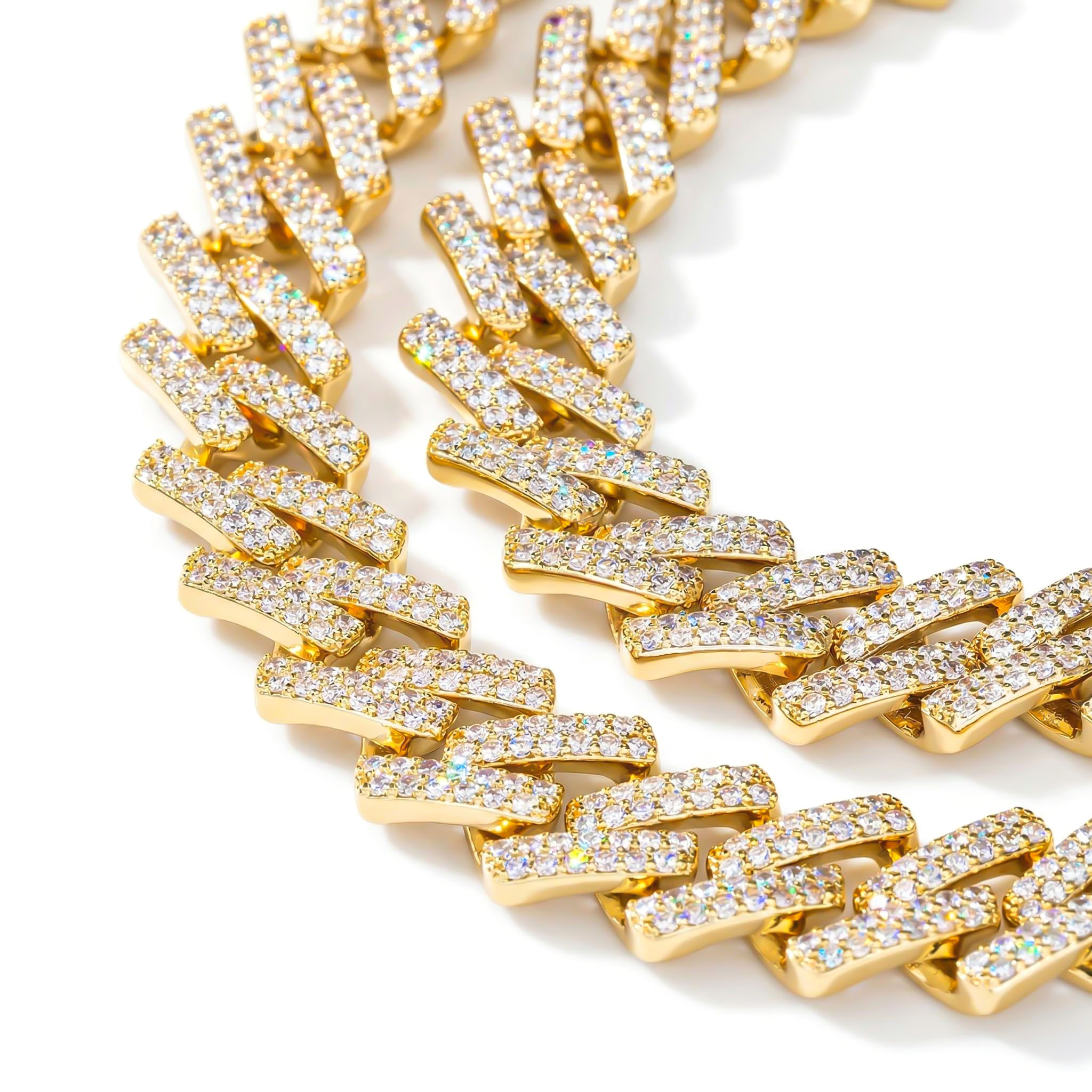  Women's Iced 14mm Miami Cuban Chain with Box Clasp in Gold