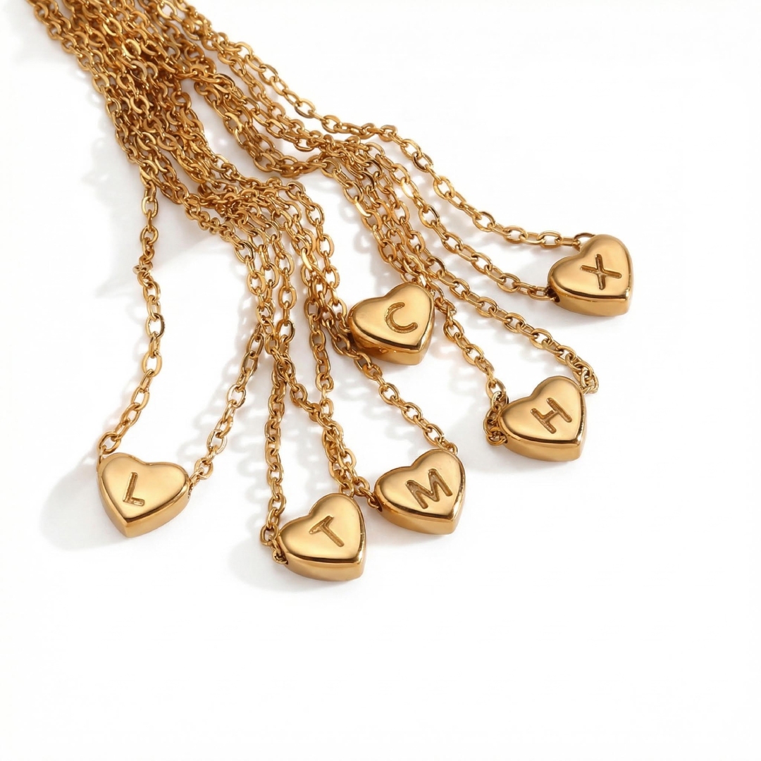 Initial Letter Heart Necklace