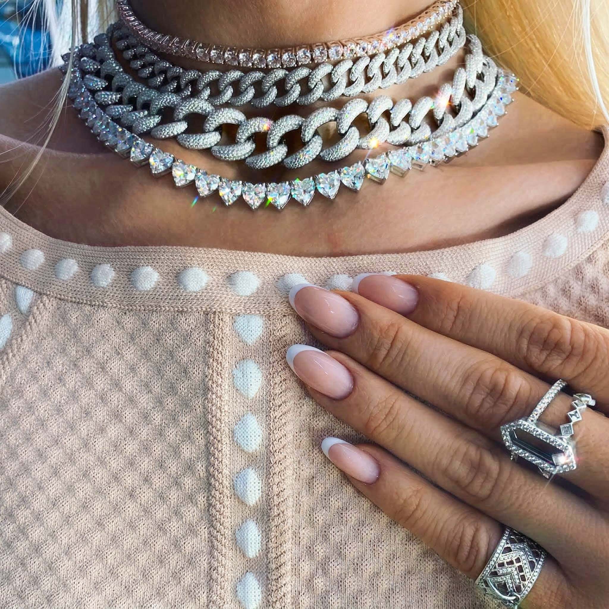 Iced 6mm Mirco Pave Prong Setting Heart Cut Tennis Chain