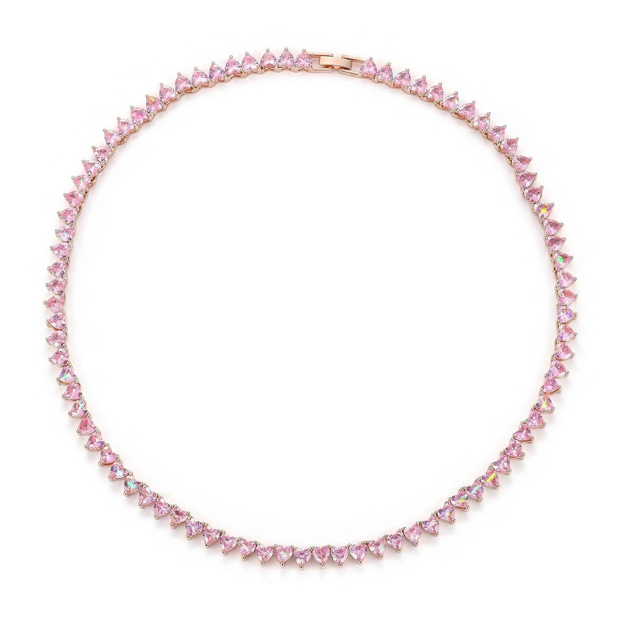 Iced 6mm Mirco Pave Prong Setting Heart Cut Tennis Chain