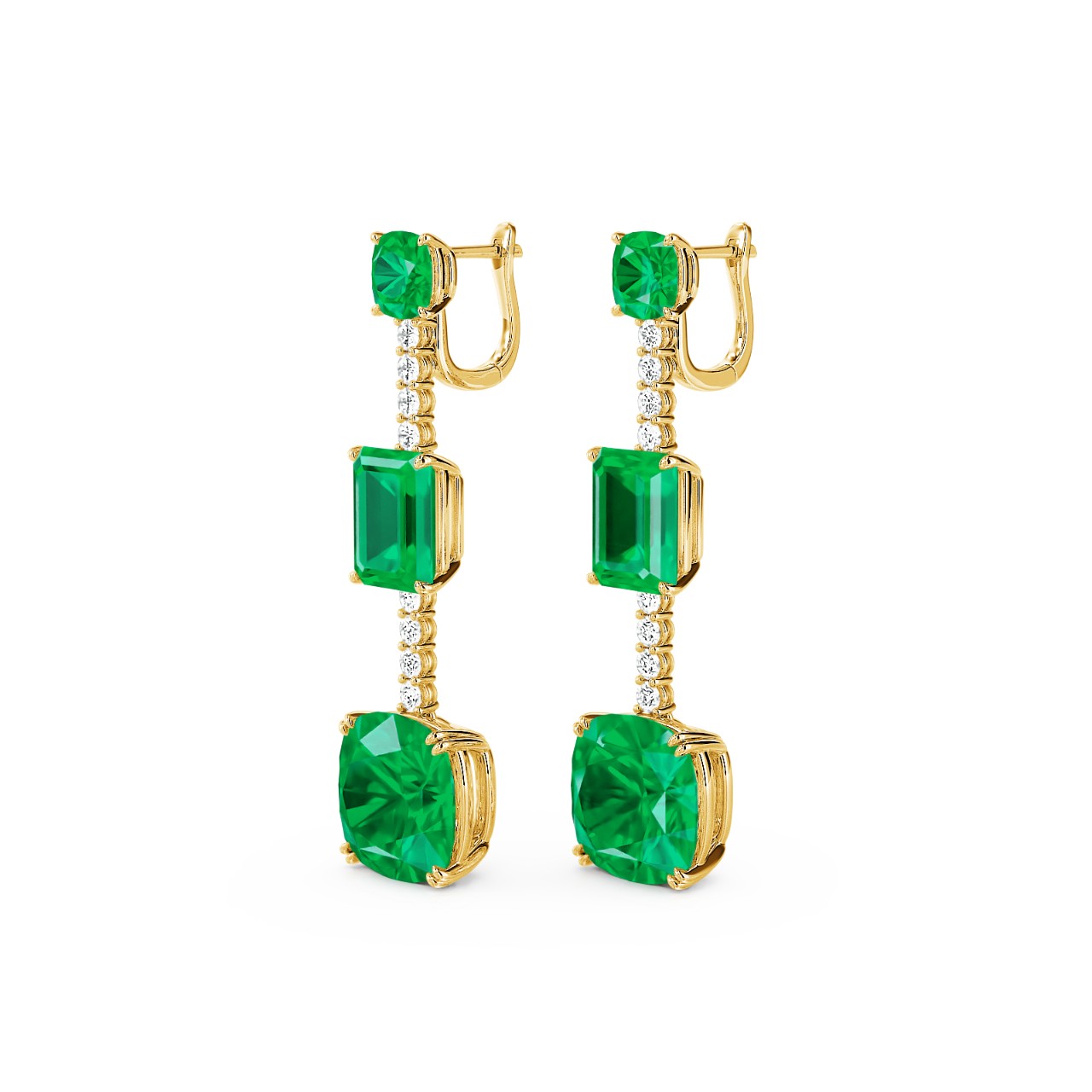 Cushion and Emerald Cut Drop Earrings