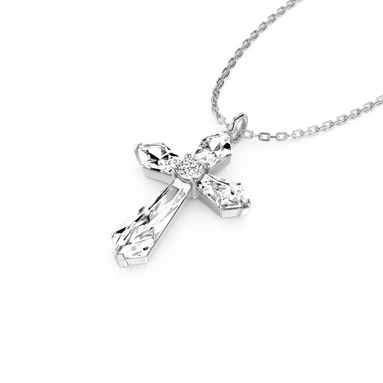 Cushion and Round Cut Cross Pendant Necklace Cushion and Round Cut Cross Pendant Necklace