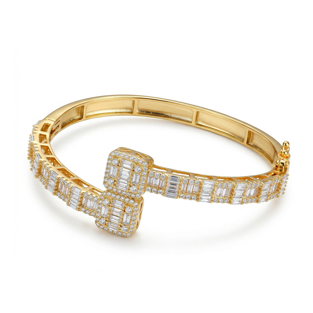 Baguette Cut Cuff Bangle