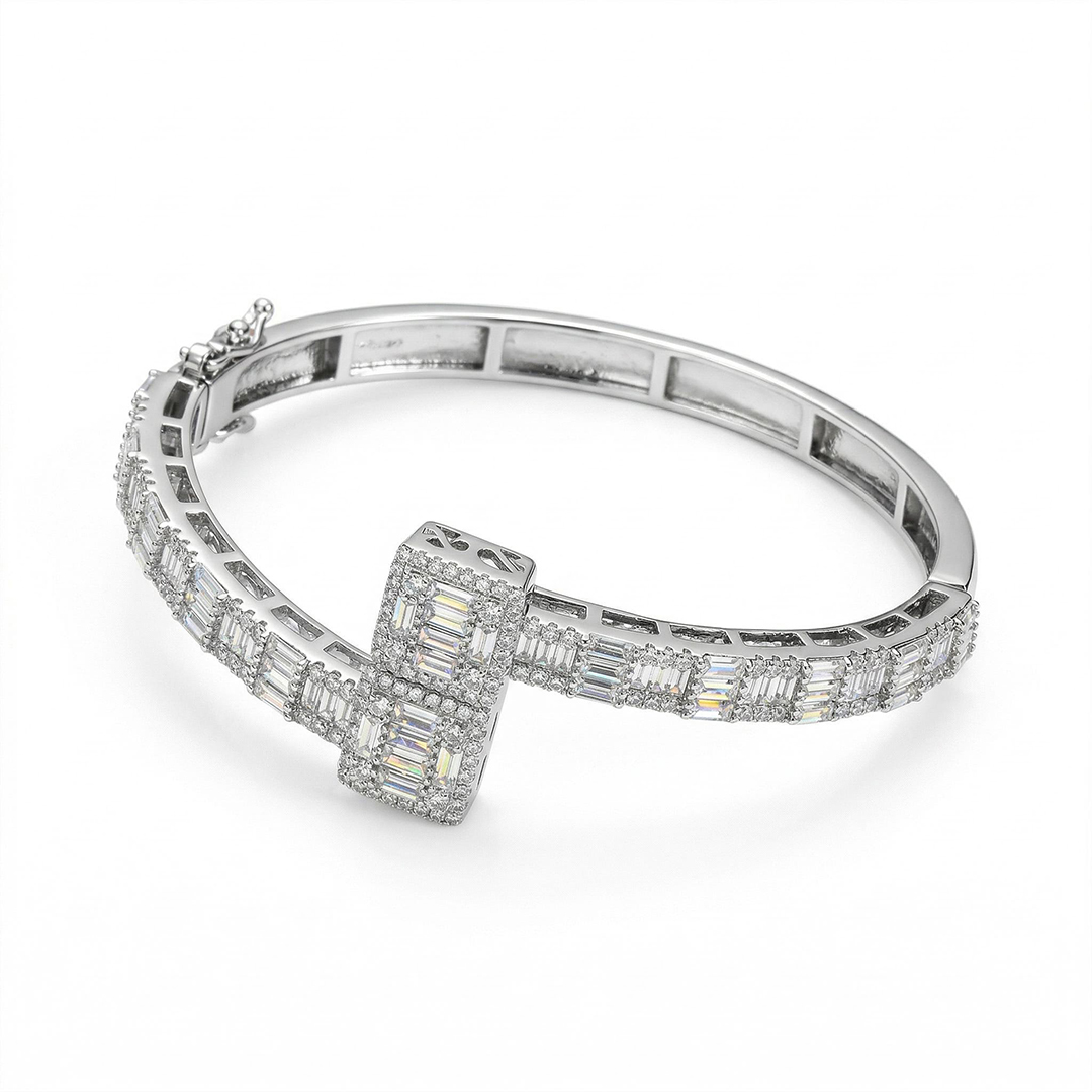 Baguette Cut Cuff Bangle