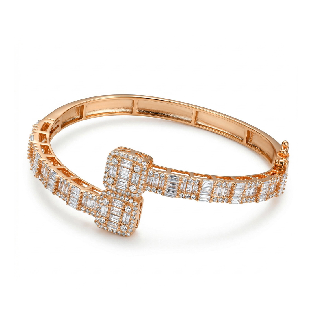 Baguette Cut Cuff Bangle