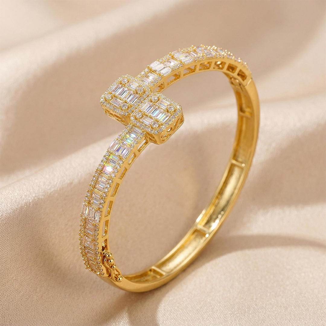 Baguette Cut Cuff Bangle