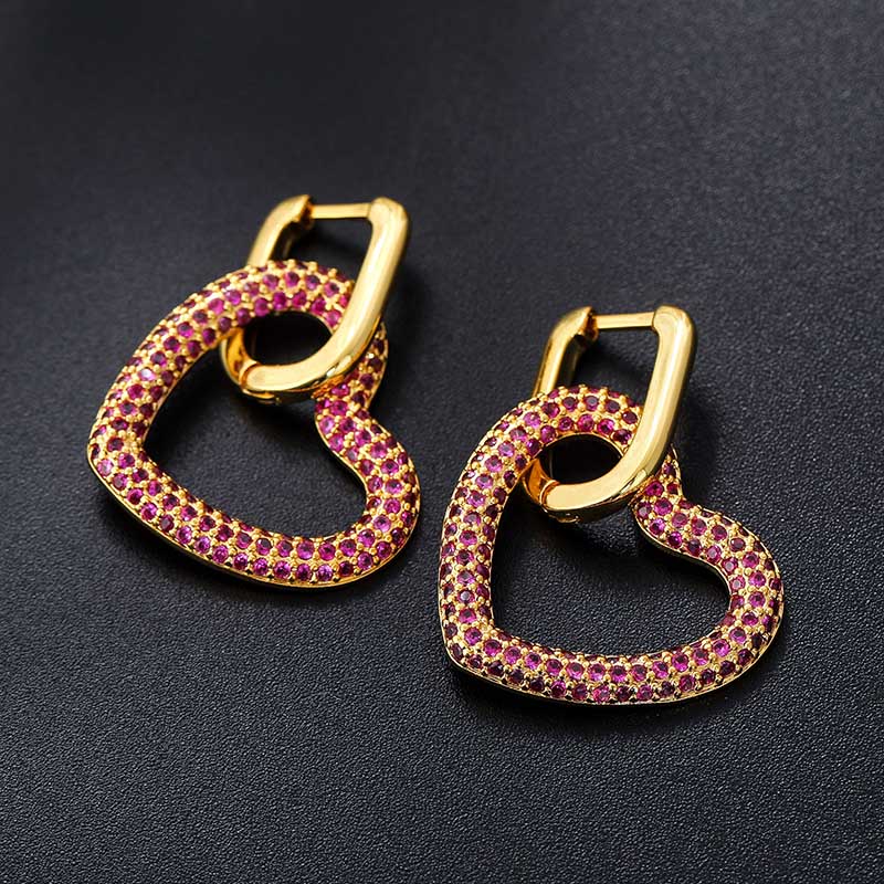 Micro Pave Sweet Colourful Heart Earrings