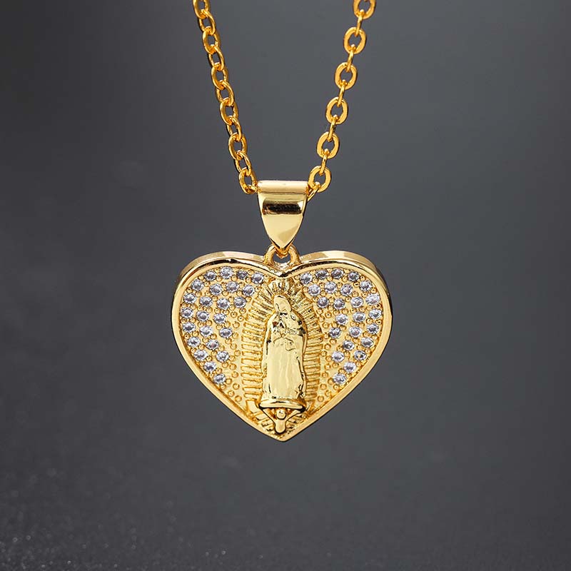 Saint Mary Heart Pendant Necklace