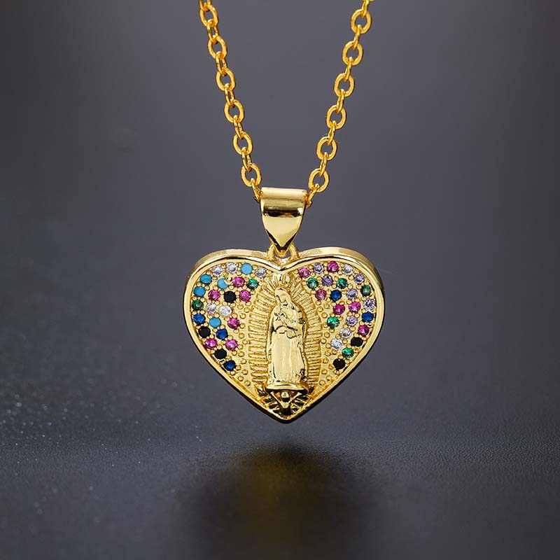 Saint Mary Heart Pendant Necklace