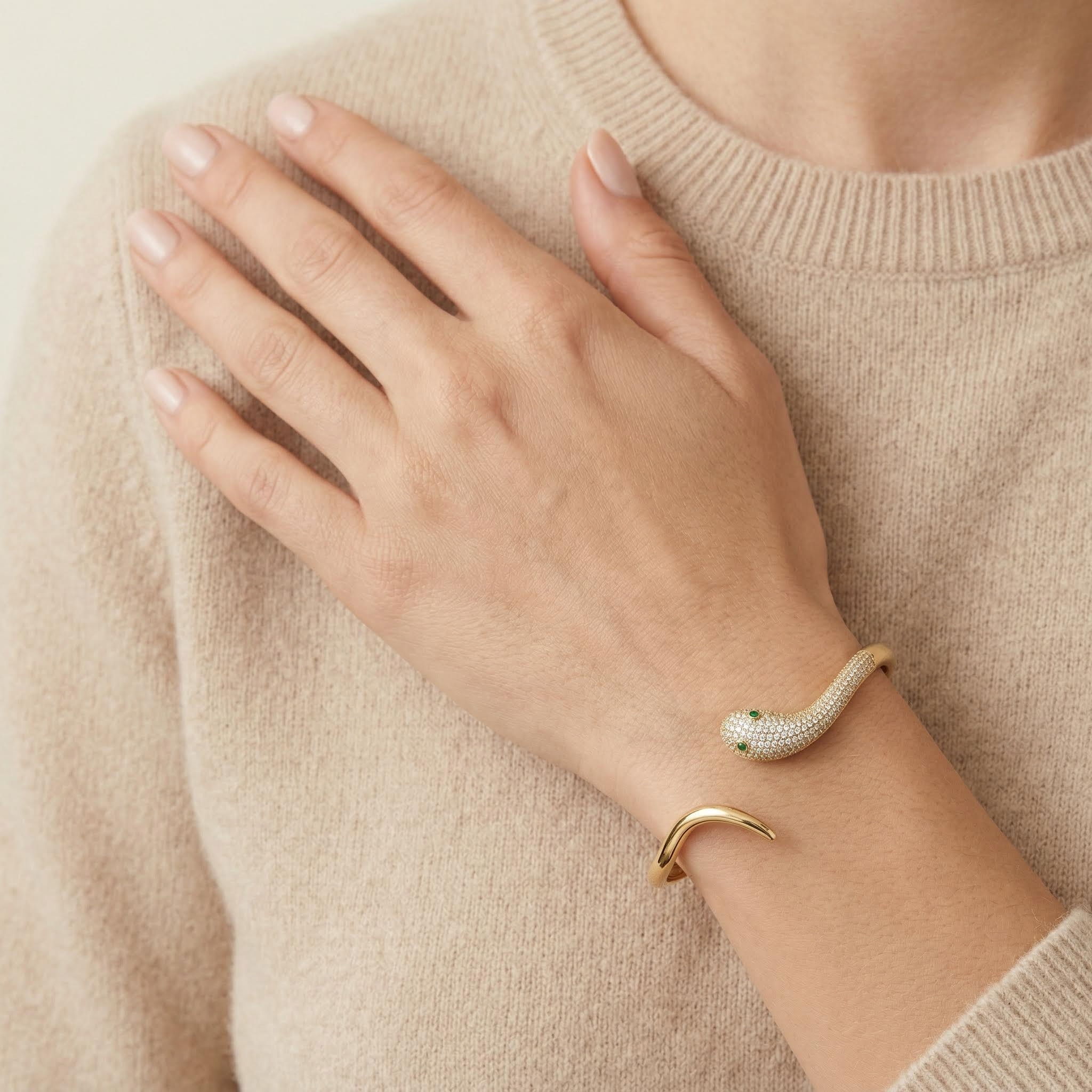  Micro Paved Snake Open Bangle