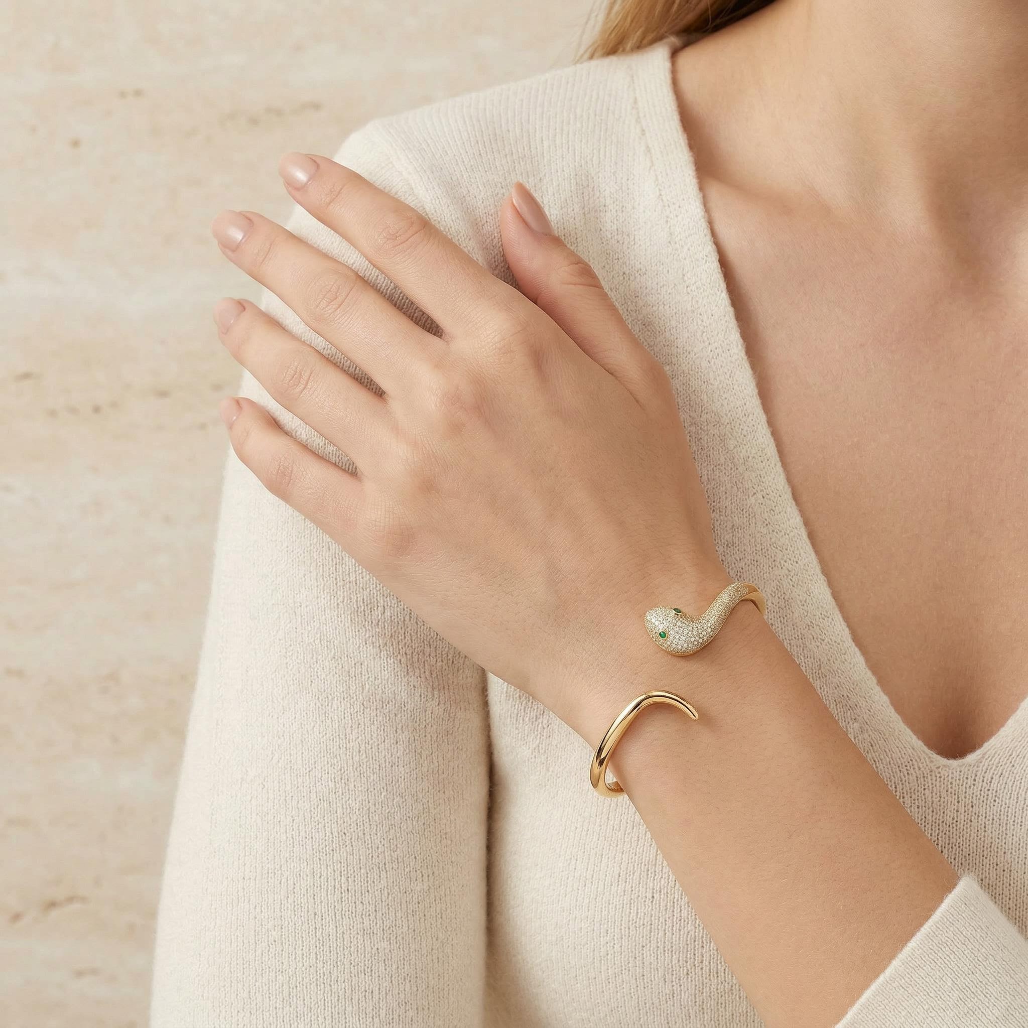  Micro Paved Snake Open Bangle