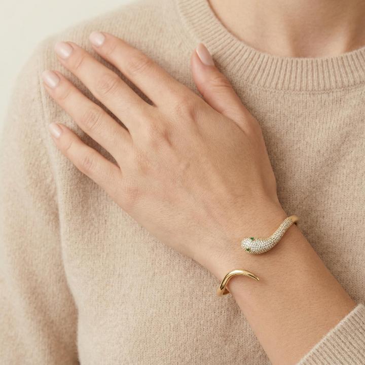  Micro Paved Snake Open Bangle
