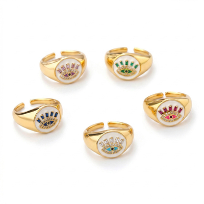  Eye of Wisdom Enamel Open Ring