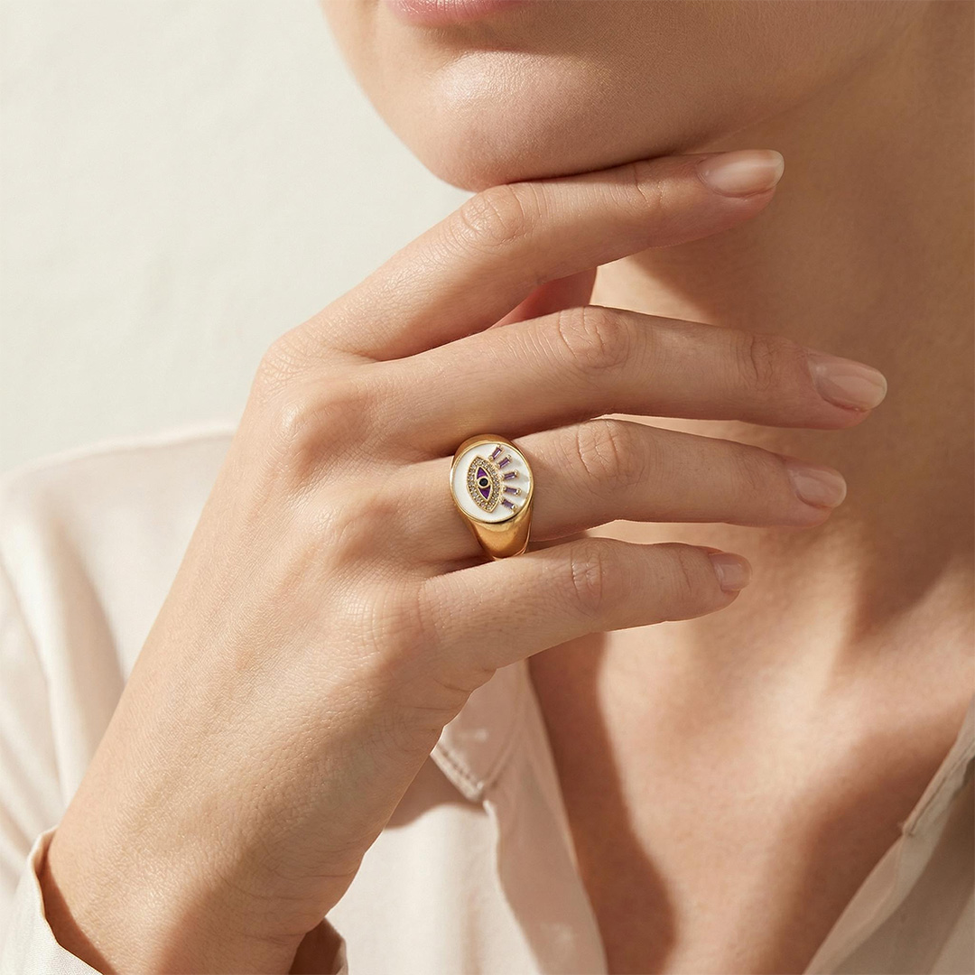  Eye of Wisdom Enamel Open Ring