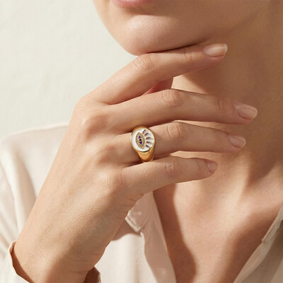  Eye of Wisdom Enamel Open Ring