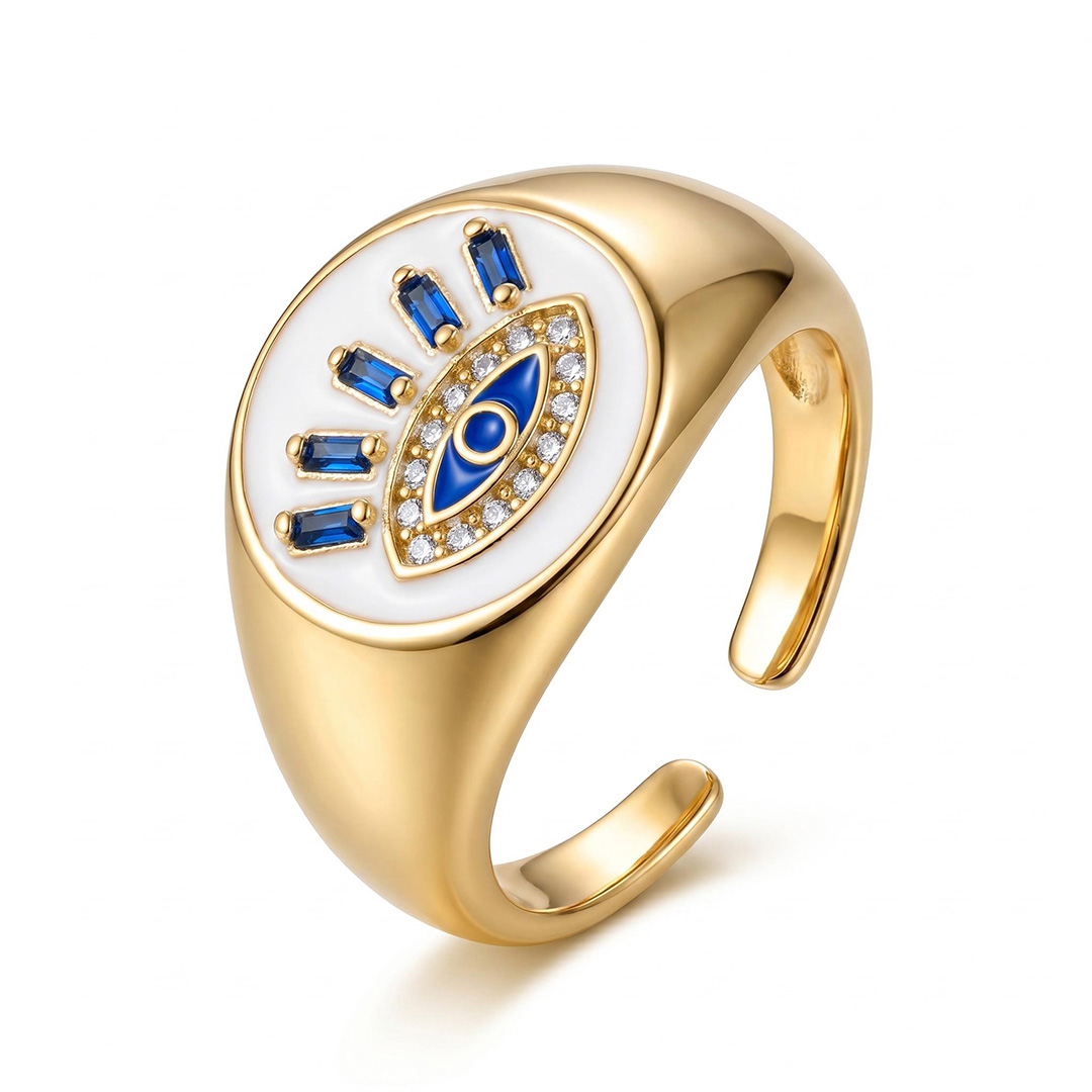  Eye of Wisdom Enamel Open Ring