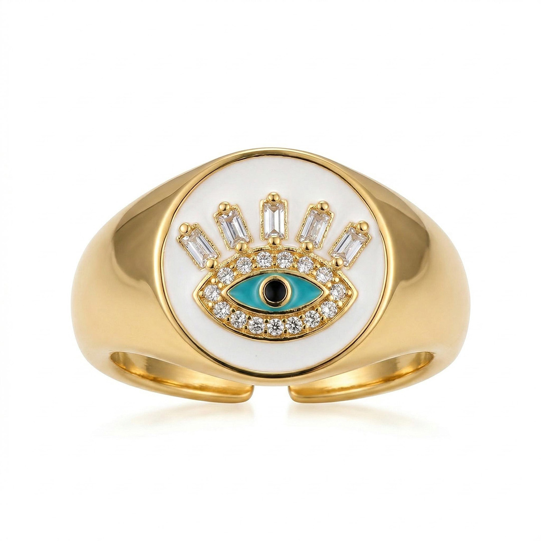  Eye of Wisdom Enamel Open Ring