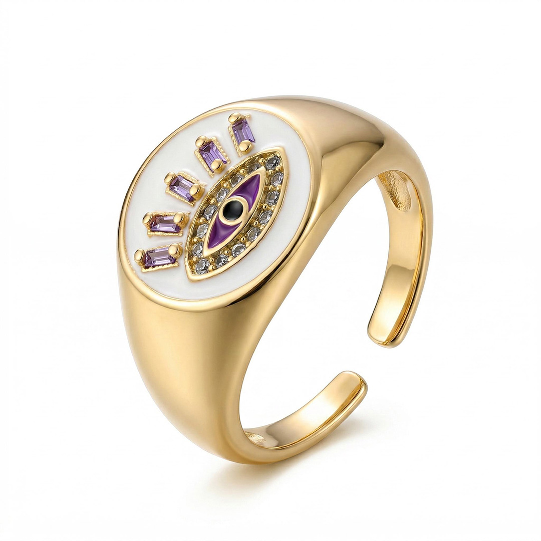  Eye of Wisdom Enamel Open Ring
