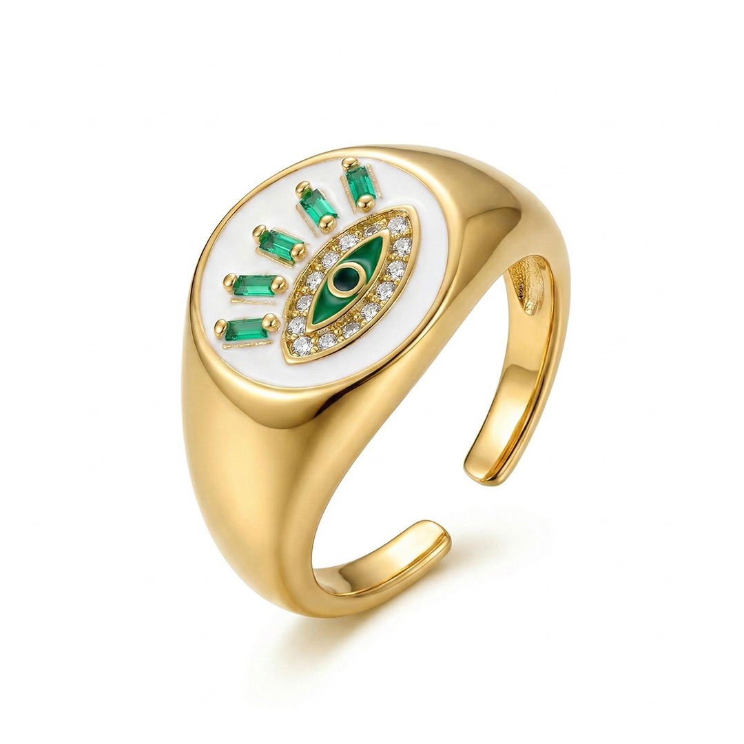  Eye of Wisdom Enamel Open Ring