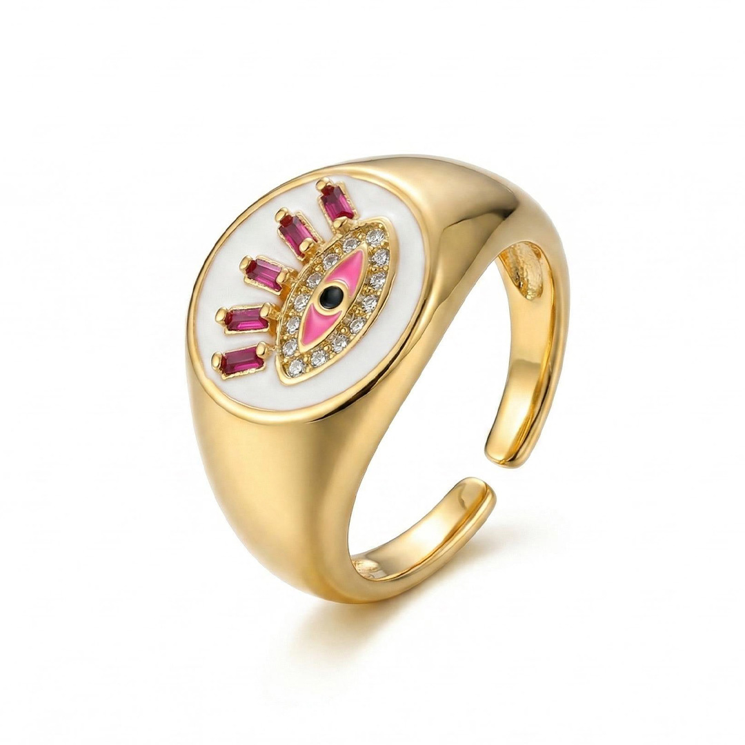  Eye of Wisdom Enamel Open Ring