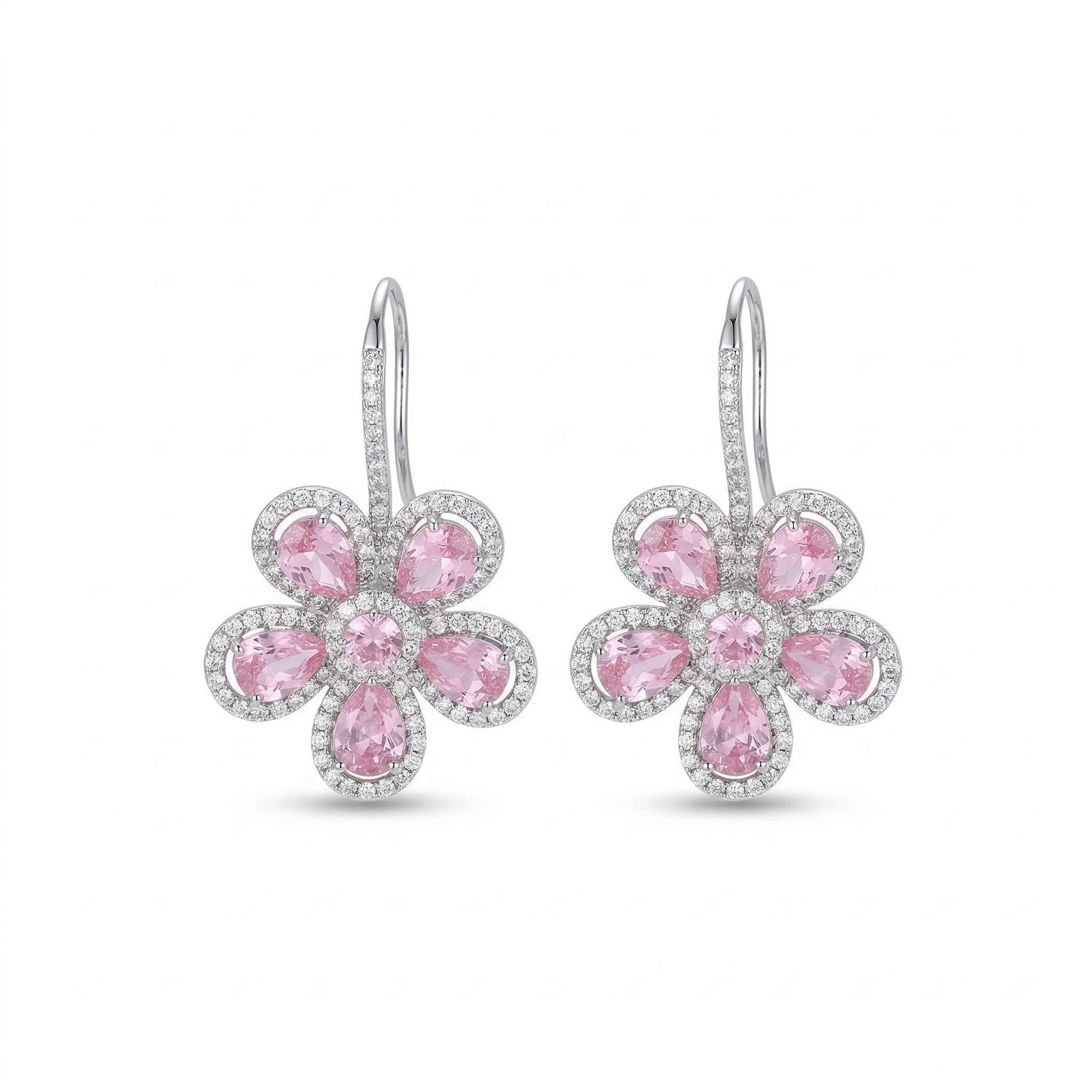Pear Cut Flower Earrings