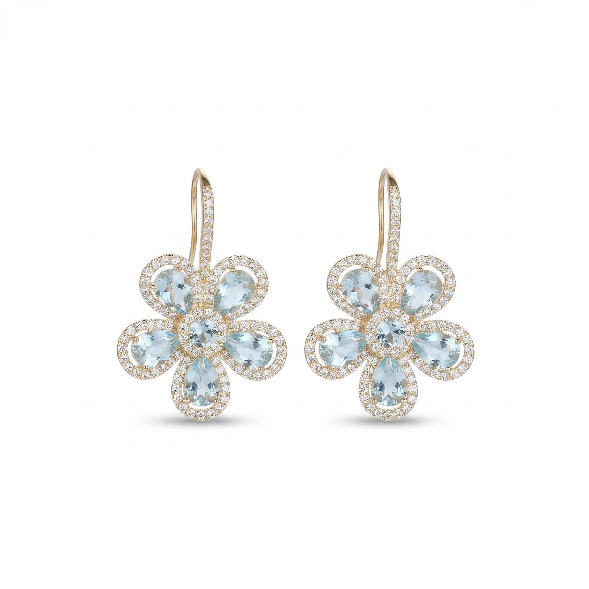 Pear Cut Flower Earrings