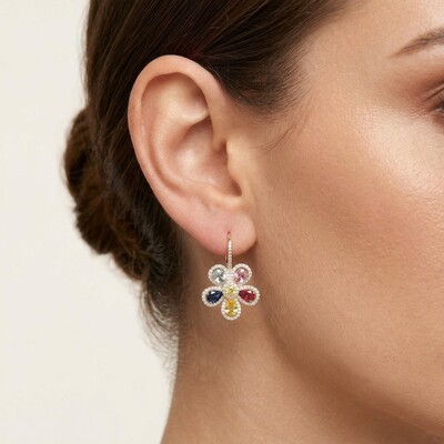 Pear Cut Flower Earrings