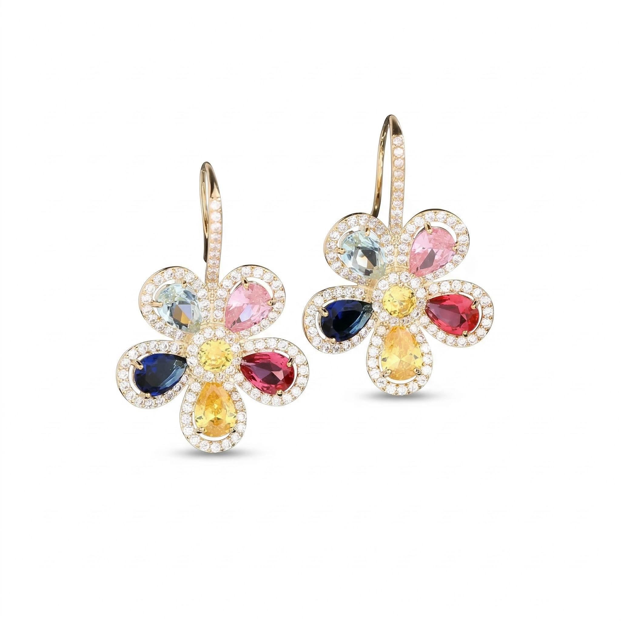 Pear Cut Flower Earrings